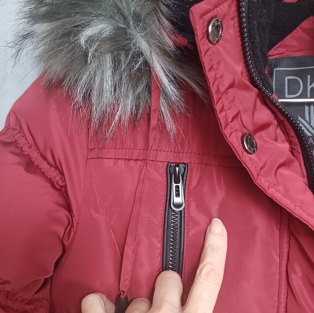 Canadian Outdoors Womens Red Small Parka Long Puffer Coat Faux Fur Hood Jacket - Picture 14 of 15
